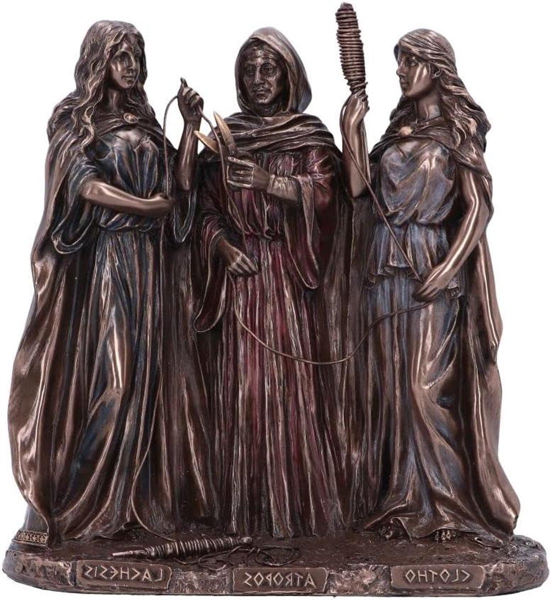 Drie Fates Beeldje - Mythologisch Ornament - Brons - Hoogte: 19 cm