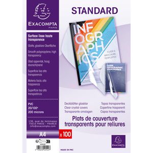 Exacompta Bindefolien 42542e, klar-transparent, 200 mic, 0.20 mm stark, aus PVC, A4, 100 Stück