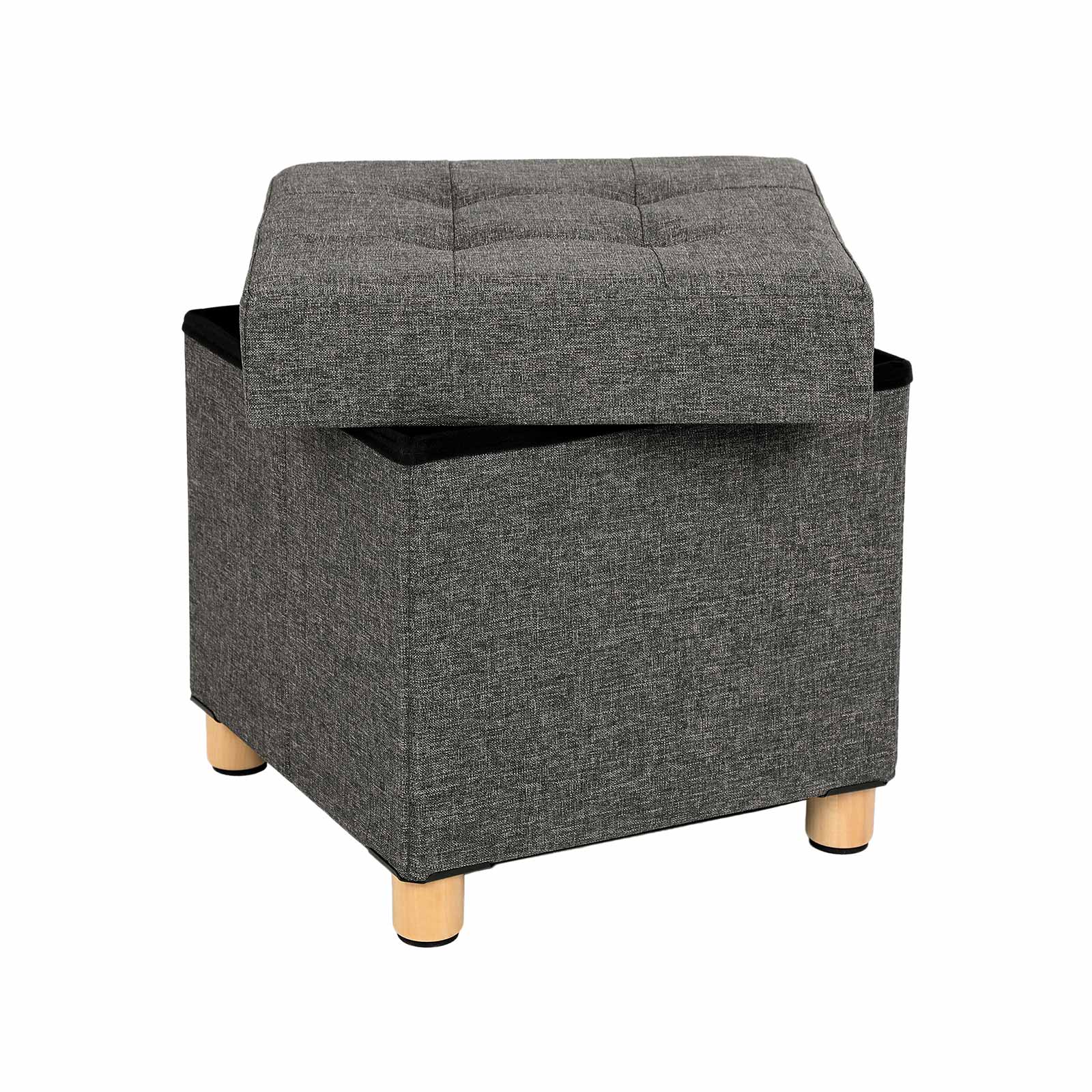 SONGMICS Sitzhocker mit Holzfüßen Dunkelgrau B34LSF14GYZ