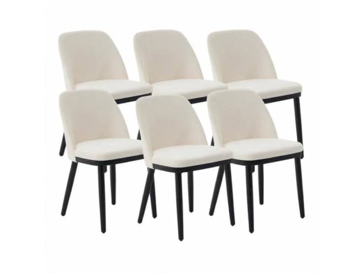 GarveeHome Esszimmerstühle 6er-Set Leinen Polsterung Holzbeine Beige Weiche Sitzfläche, Gepolsterte Rückenlehne, Fester Stand, Pflegeleicht, Wohnbereich
