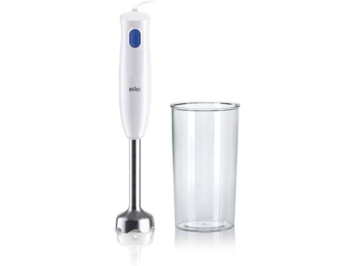 Braun MultiQuick 1 - Mixeur Plongeant 450W Pied en Métal Blanc Mixeur Plongeant\, Vitesse Unique Simple\, Système EasyTwist\, Gobelet Doseur 600 Ml\, Lavable au Lave-vaisselle\, MQ10.001MWH
