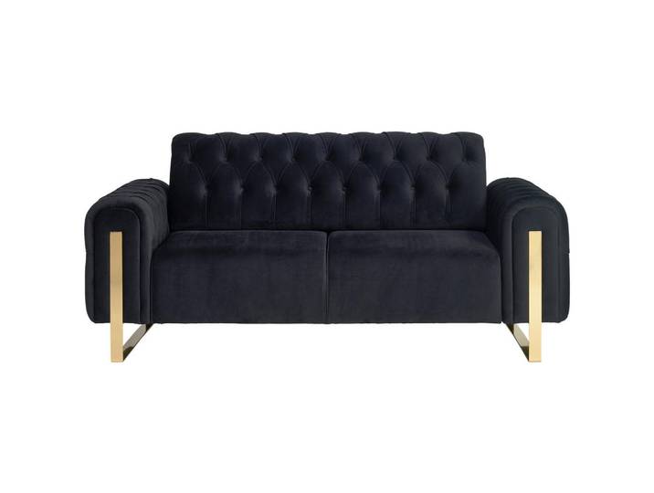 Carryhome 2-Sitzer-Sofa, Schwarz, Metall, 194x90x97 cm, Typenauswahl, Rücken echt, Wohnzimmer, Sofas & Couches, Sofas, 2-Sitzer Sofas