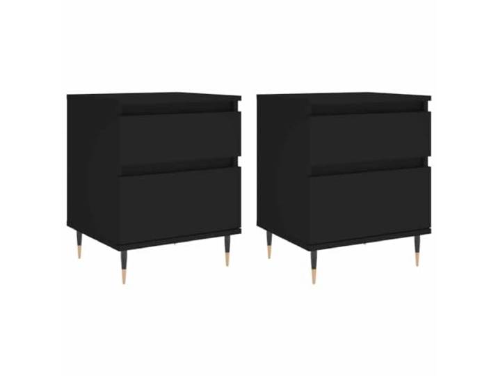 Coespram Nachttisch 2er Set Schwarz, 40x35x50 cm, Holzwerkstoff Praktisches Duo fürs Schlafzimmer: Stauraum durch Schublade und Fach mit Tür, getragen von robusten Metallbeinen.