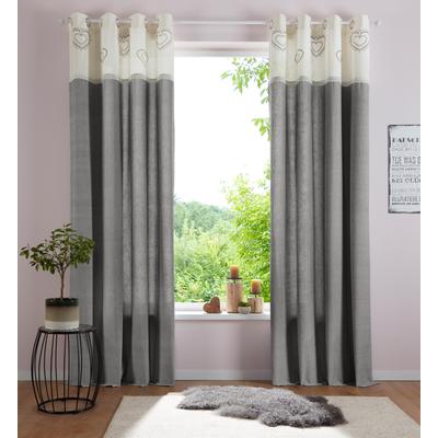 Gardine OTTO HOME "Louis" Gr. 3, grau, B:140cm H:175cm, Baumwolle (Bio-Baumwolle), Gardinen, Gardine, halbtransparent, aus Bio-Baumwolle, einseitig bedruckt