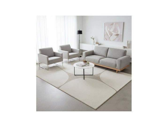 Melis Home Tapis modernes design Crème 160 x 220 cm moderne abstrait formes organiques velours dense 12 mm salon élégant