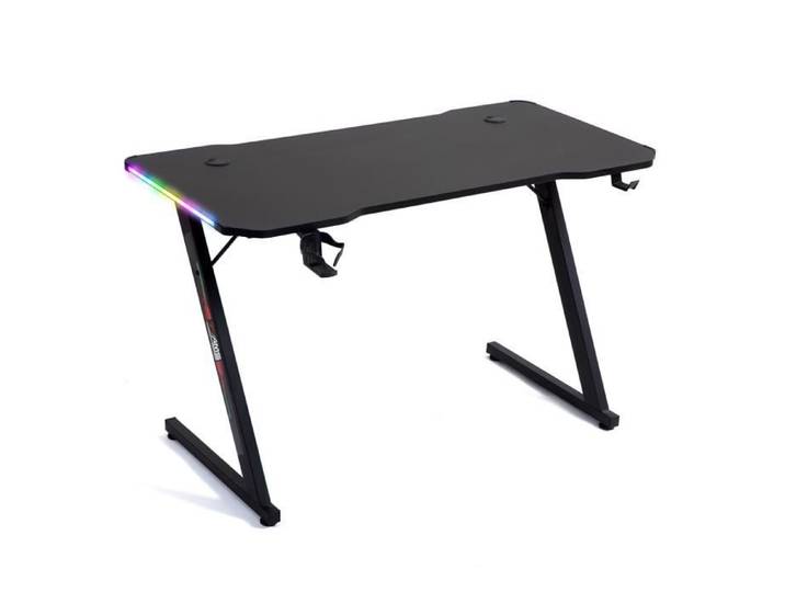 Bureau gamer AMS-GAMING GAMERDESK120Z-LED retroéclairage RGB - 1m20 - Style carbone - Porte gobelet & casque - Télécommande