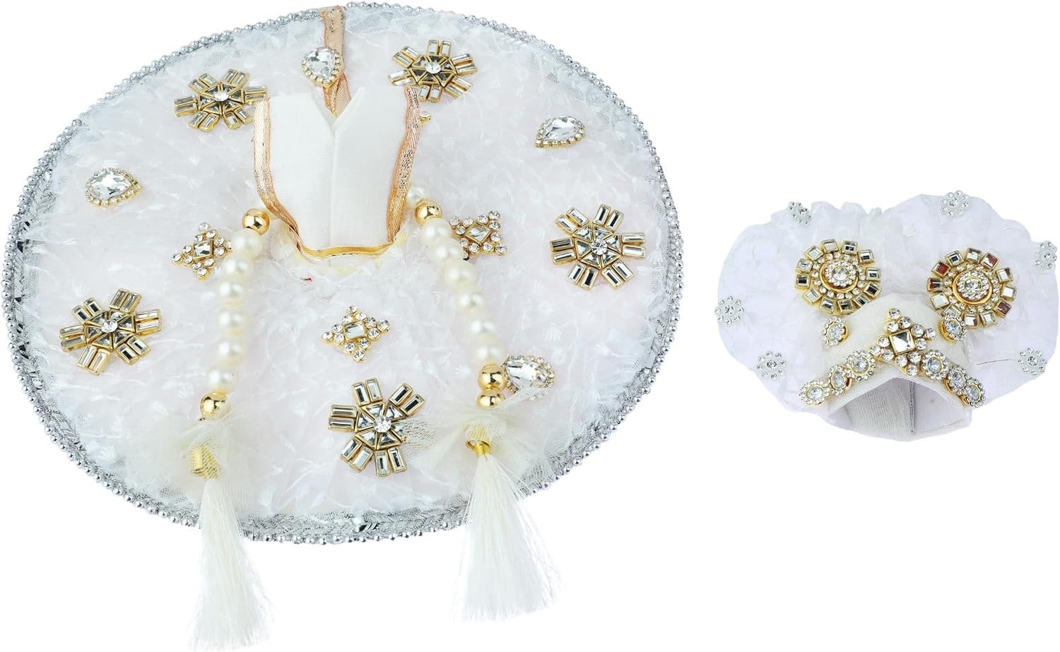 Laddu Gopal Dress met Mukut voor Metalen Krishna Beeldje