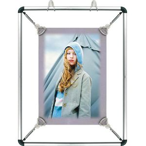 Update-Displays Poster-Spannrahmen mit Krokodilklemmen, aus Aluminium Rundrohr-Profil, für DIN A2