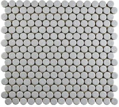 "Merola Tile Hudson Penny Round Crystalline Grey 11-7/8"" x 12-5/8"" Porcelain Floor and Wall Tile"