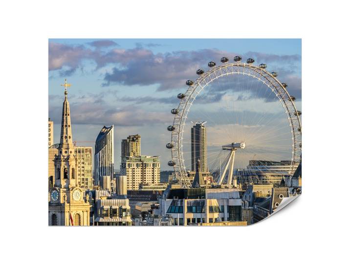 FOTOTAPETE für Schlafzimmer London Eye Skyline Wolkenkratzer Stadt 200x140