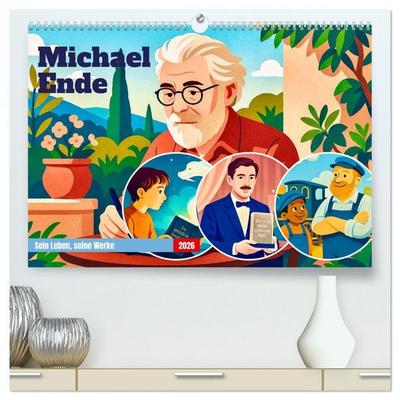 Michael Ende (hochwertiger Premium Wandkalender 2026 DIN A2 quer), Kunstdruck in Hochglanz
