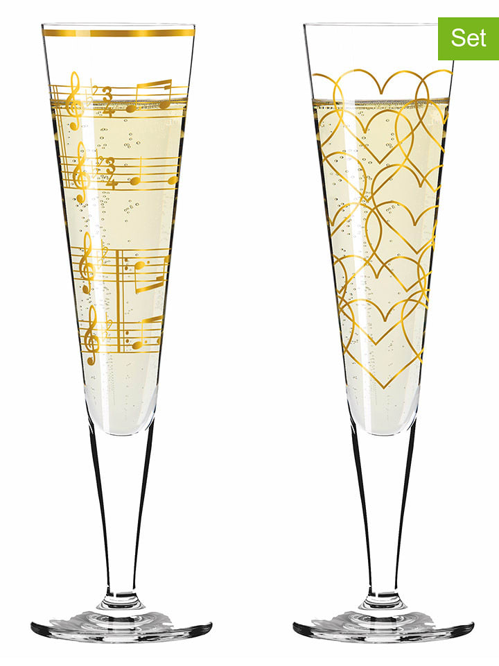 RITZENHOFF 2er-Set: Champagnergläser "Goldnacht" in Gold - 205 ml - onesize