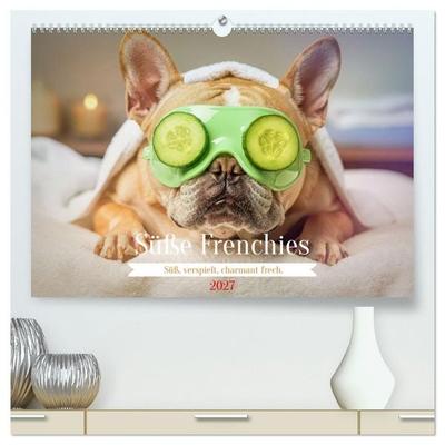 Süße Frenchies (hochwertiger Premium Wandkalender 2027 DIN A2 quer), Kunstdruck in Hochglanz
