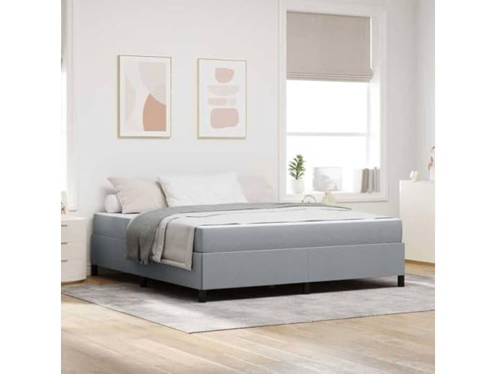 Stoff Holzwerkstoff Boxspringbett mit Matratze Modernes Design Hellgrau Boxspringbett Hellgrau 180x200 cm Stoff mit Matratze Taschenfederkern Lattenrost Modernes Luxus Bettgestell für Schlafzimmer