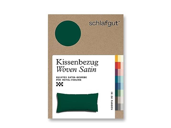 schlafgut Woven Satin Kissenbezug 40x80cm Green Deep, Hotelqualität seidig
