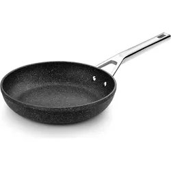 BigBuy Ø18cm PFANNE Bratpfanne QUANTANIUM SCHWARZ mit Edelstahl-Handgriff induktion, Pfanne + Kochtopf, Schwarz