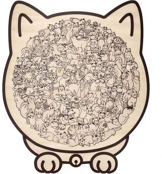 Inspire Essentials Cat Shaped Wooden Jigsaw Puzzle For Adults And Kids Unique Brain Game d
