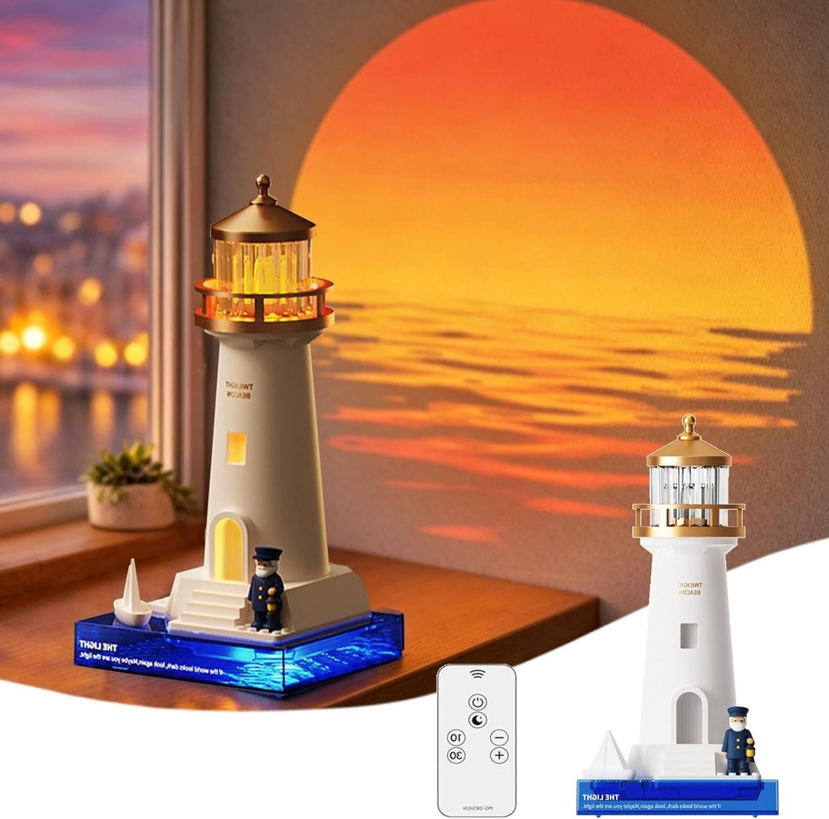 LED Vuurtoren Nachtlamp met Afstandsbediening voor Sfeervolle Kamerverlichting en Esthetische Decoratie