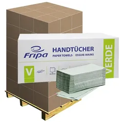 Papierhandtücher Fripa grün 25x23 cm, Palette Palette mit 28 x 5000 Blatt, Zick-Zack (ZZ) Falzung, 1-lagig