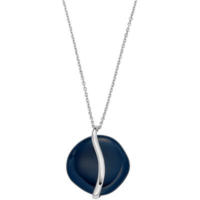 Kette mit Anhänger SKAGEN "Schmuck Geschenk Edelstahl Halskette SOFIE SEA GLASS", blau (edelstahlfarben, dunkelblau), Halsketten, Damen, Edelstahl, L: 50, glänzend, mit Glasstein