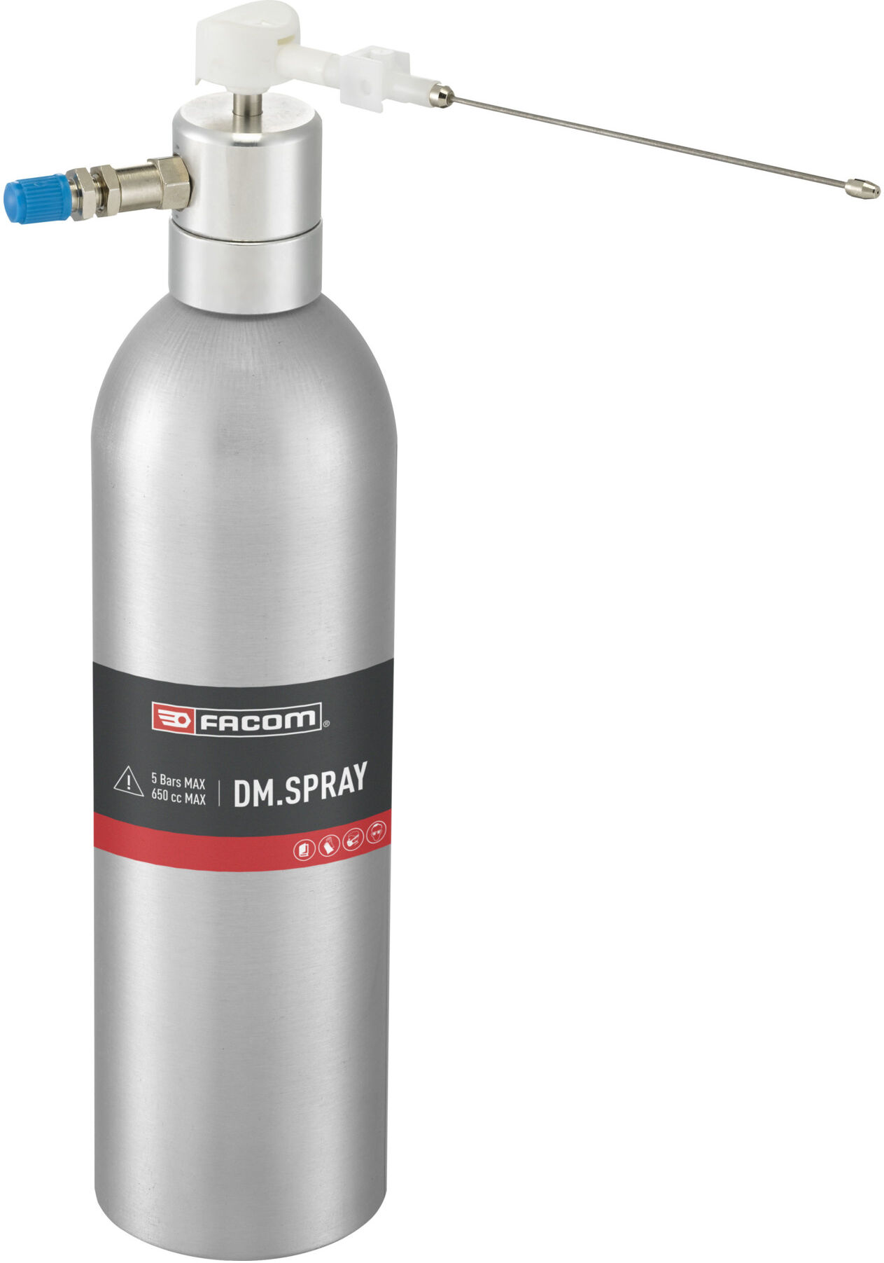 Facom Sprühbehälter   Wiederauffüllbar und druckluftbetrieben   Fassungsvermögen 1 l   Mit verstellbarer Düse und Sicherheitsventil   DM.SPRAY)