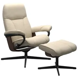 Stressless Sessel mit Hocker Consul Cross Leder Beige Batick Cream L (Large)