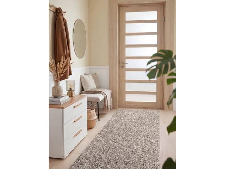 Elle Decoration Rocco - Schlingen Läufer, Maschinen Waschbar, Woll Optik, Natürlicher Look, Modern, Skandi Look für Wohnzimmer, Esszimmer, Schlafzimmer, Flur - Taupe Multifarben, 80x240cm