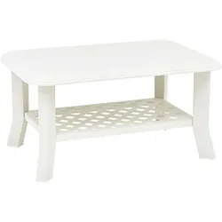 Décoshop26 - Klassischer Outdoor-Couchtisch 90 x 60 x 46 cm weißer Kunststoff DEC038032