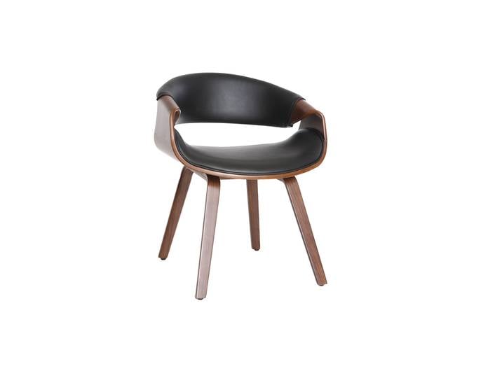 Fauteuil design noir et bois foncé noyer ARAMIS