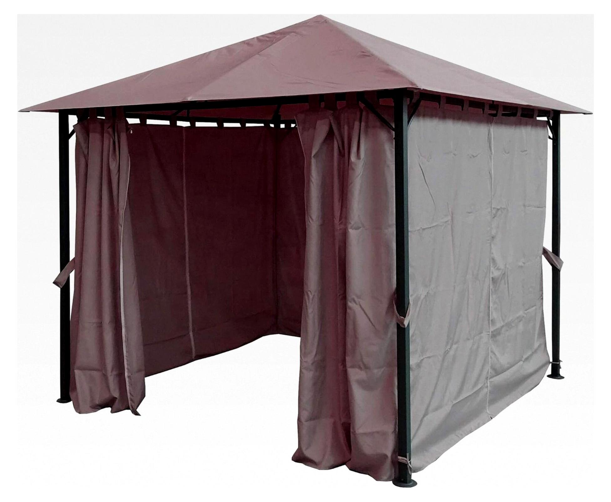 Metall Gartenpavillon 3x3m Antik Partyzelt Taupe RAL 7006 mit 4 Seitenteilen