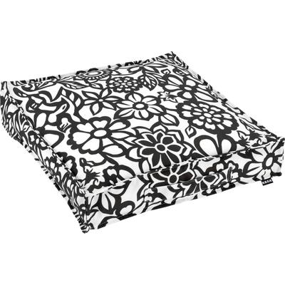 Sitzkissen H.O.C.K. "Paloma", schwarz (schwarz, geblümt), B:50cm H:10cm L:50cm, Polyacryl, Dekokissen_Sitzkissen_Kissenhüllen, Sitzkissen, in Blumen-Optik