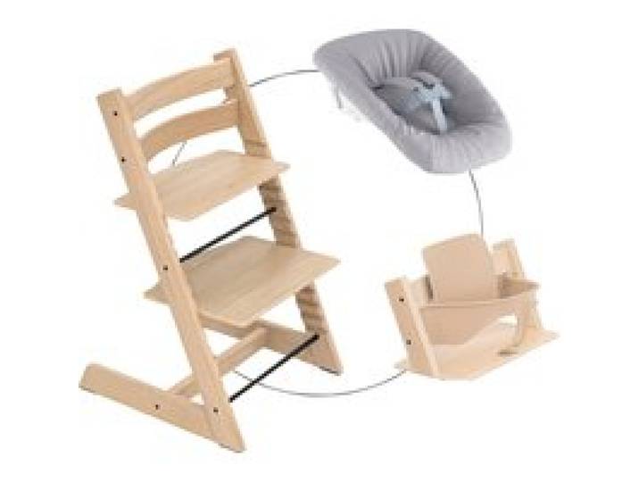 Bundle Treppenhochstuhl Eiche inkl. Newbornset Light Grey & Babyset