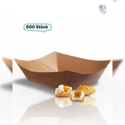 Blanc HYGIENIC Snack-Schale Fingerfood groß, 600Stk, 800ml, 210x150x55mm, to go, take away, kompostierbare Kartonschiffchen