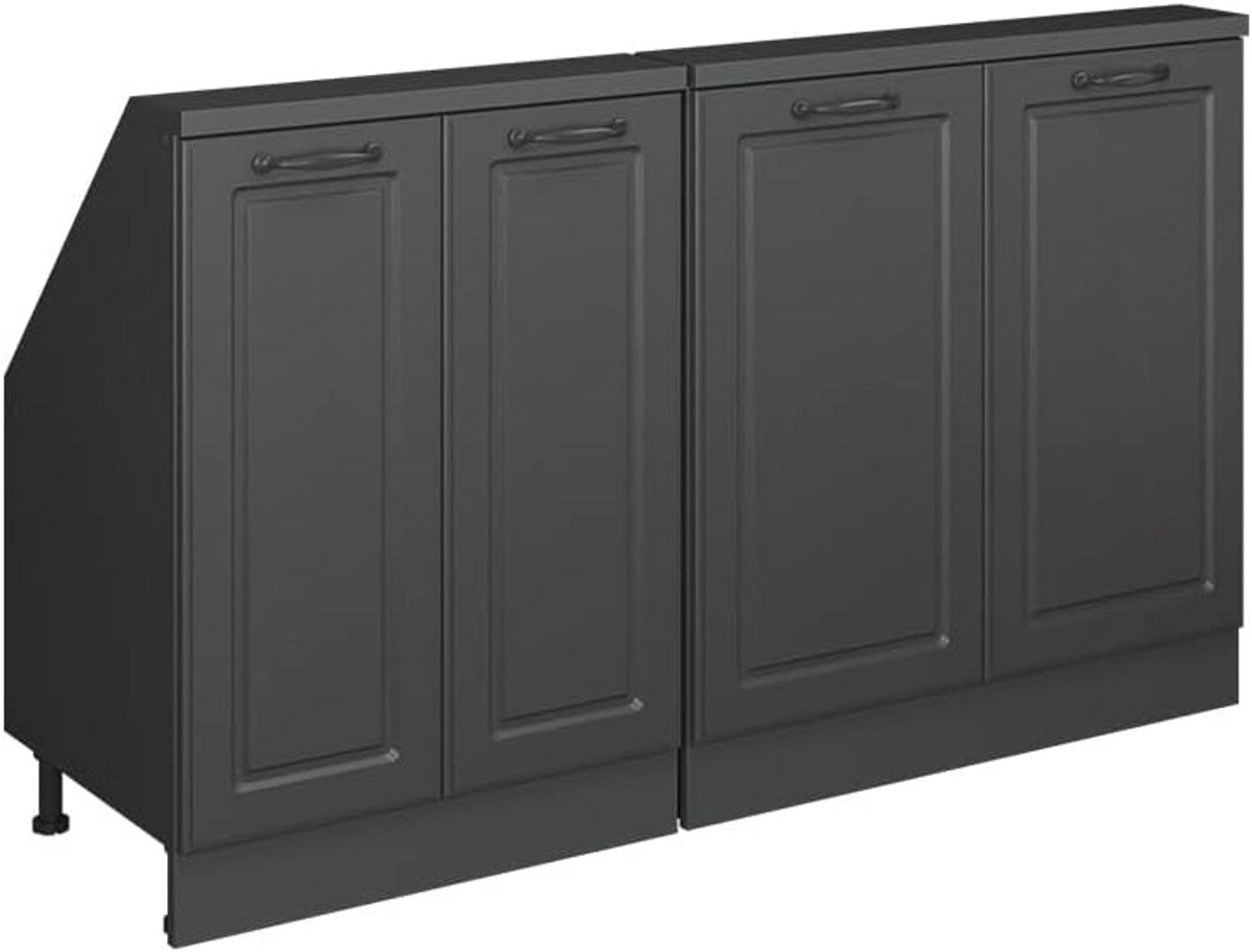 Modulaire Keukenkast Set voor Schuine Wand - Antraciet - Breedte: 140 cm