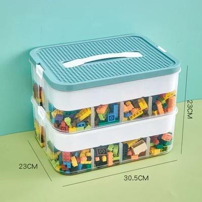Inspire Select Transparent Stackable LEGO Storage Box Dustproof & Moisture Proof Plastic Organizer For Kids Building Blocks & Toys 2 Layer Green