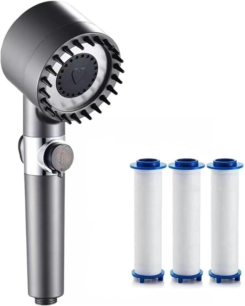 GirsVND-004 Waterbesparende handdouche met filter en 4 straalsoorten, zilver