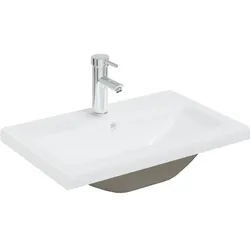 vidaXL Einbauwaschbecken mit Wasserhahn 61x39x18 cm Keramik Weiß
