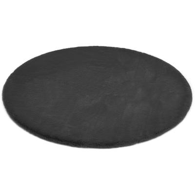Fellteppich LUXOR LIVING "Novara", grau (anthrazit), H:25mm Ø:80cm, Kunstfaser, Teppiche, Fellteppich, Kunstfell, Kaninchenfell-Haptik, besonders weicher Hochflor
