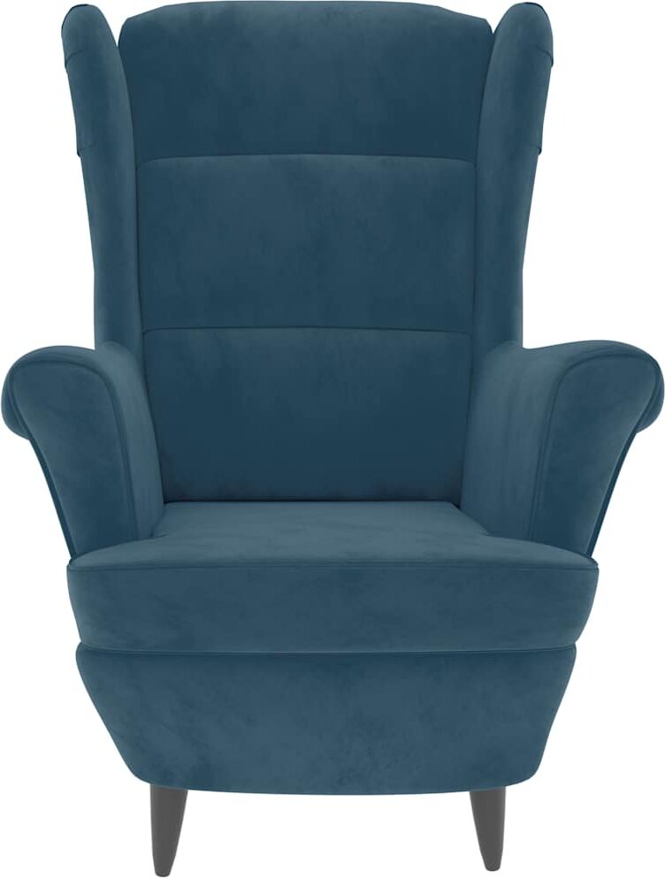 vidaXL Fauteuil à oreilles avec tabouret bleu velours