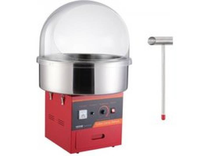 VEVOR Machine à Barbe à Papa Électrique 1000 W, Appareil à Barbe à Papa Commercial avec Couvercle Rouge, Bol en Acier Inoxydable, Cuillère à Sucre, Tiroir, pour Faire Bonbons Fête Anniversaire