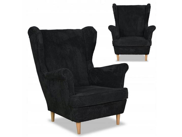Family Meble Sessel Family Meble Bonito Ohrensessel aus schwarzem Cord 84x104x92 cm