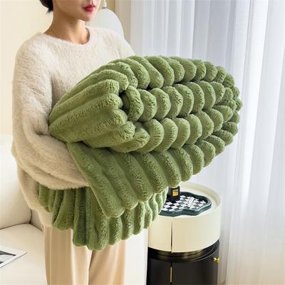 Shop Station Luxury Rabbit Fur Blanket Plush Throw Blanket, French Velvet Sofa & Nap Blanket For All Seasons green 150 39.37 59.06 In