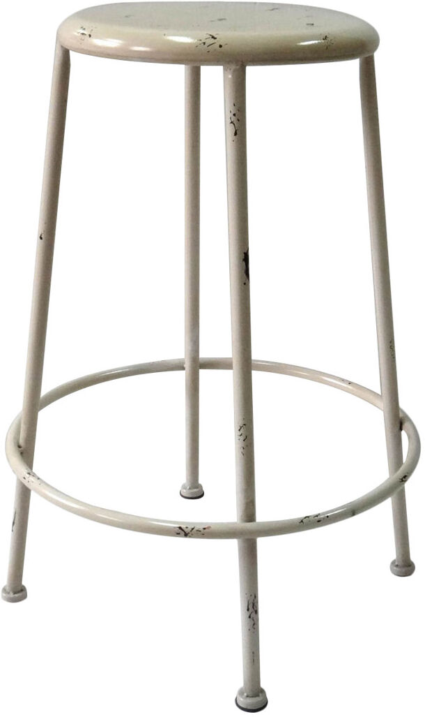 Borough Wharf Barbel Steel Bar Stool with Stainless Steel Frame Cream 70cm H X 50cm W X 50cm D