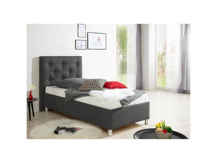 Polsterbett Yorktown 100 x 200cm Strukturstoff Grau/Dunkelgrau