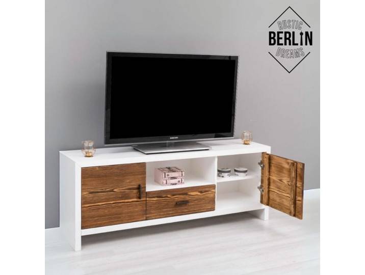 TV-Kommode Berlin im Landhausstil, rustikal weiß braun