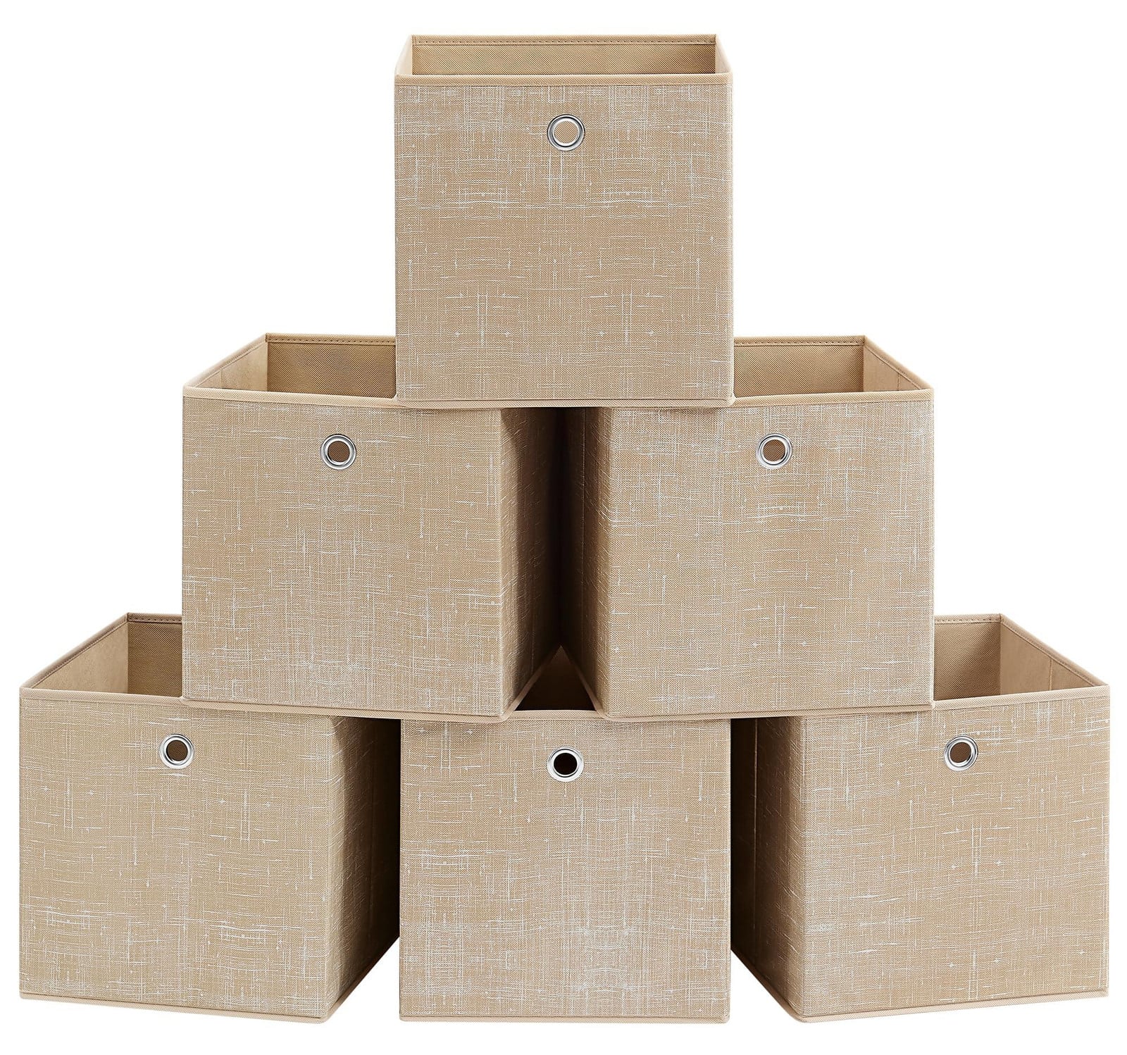 Dripio Set van 6 Opbergdozen, Zandbeige, Vouwbaar, Textiel en Karton