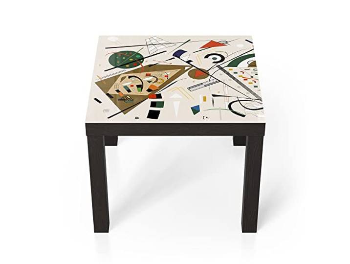 DEQORI Glastisch schwarz klein 55x55 cm Motiv Expressionistische Formen ausgefallener Beistelltisch aus Glas Hochglanz Couchtisch fürs Wohnzimmer moderner Couch Tisch mit Design