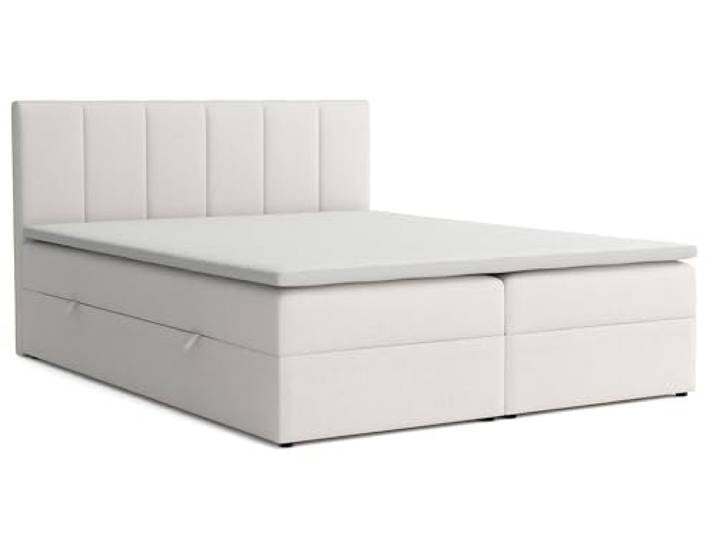 Boxspringbett 140x200 mit Bettkasten, Lisa Doppelbett Beige Velourstoff Bett 140x200, Doppelbett mit Komfortschaumkern-Topper (2 cm) für extra Liegekomfort