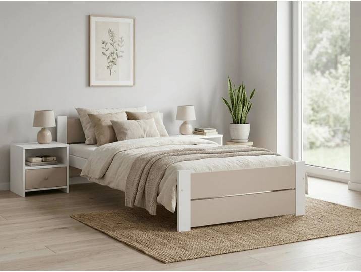 Bett IKAROS DOUBLE 80 x 200 cm kashmirbeige, LATENROST - MATRATZE DELUXE 10 cm