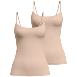 CALIDA Damen Spaghetti-Top 2er Pack - Sleek Skin, Top, Silky Smooth, einfarbig Nude / M (44/46)